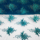 Green Color Teal Spirit Floral Bridal Beaded Lace Fabric On Mesh 100% Polyester