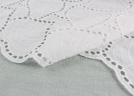 Off White Eyelet Cotton Lace Fabric Leaf Embroidery Patterns For Dresses Blouses