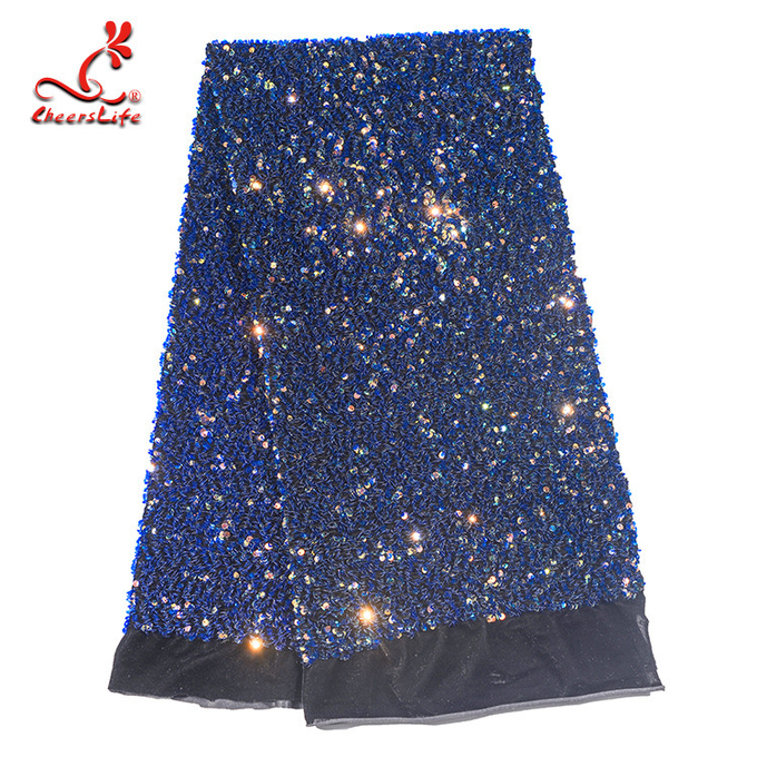 SGS Laser-Paillette Shinny gesticktes Spitze-Gewebe mit elastischer Masche