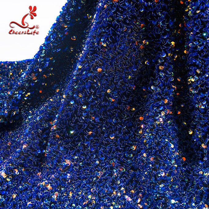 SGS Laser-Paillette Shinny gesticktes Spitze-Gewebe mit elastischer Masche