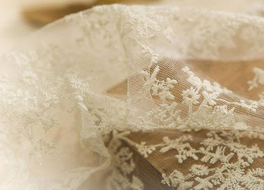 Delicate 130CM Floral Embroidered Nylon Lace Fabric For Underwear Nightwear