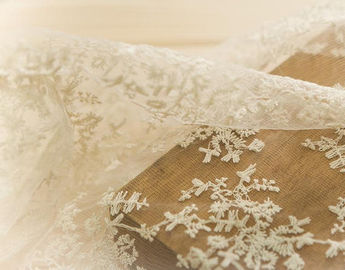Delicate 130CM Floral Embroidered Nylon Lace Fabric For Underwear Nightwear