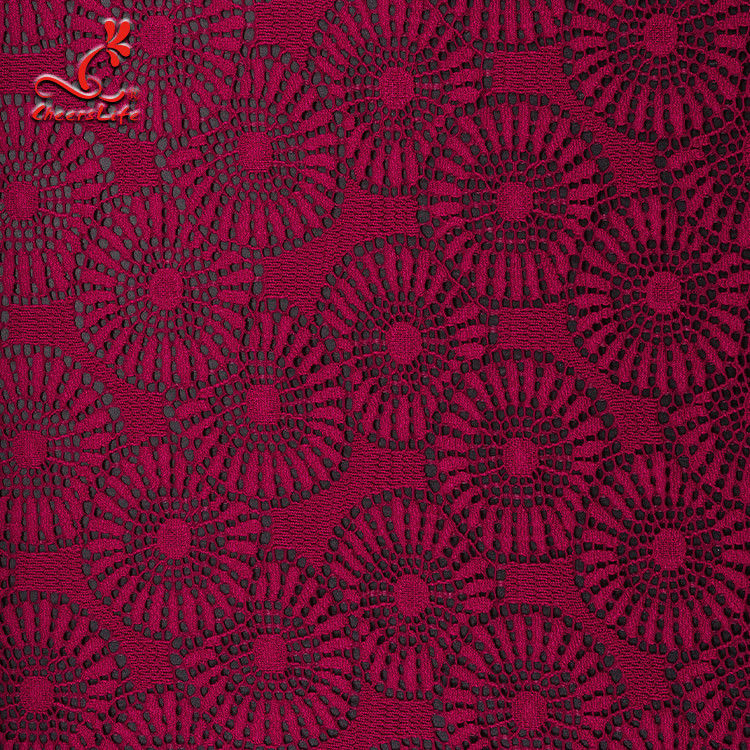 Fashion Wine Lace Fabric High Quality Red Lace Fabric For Garment