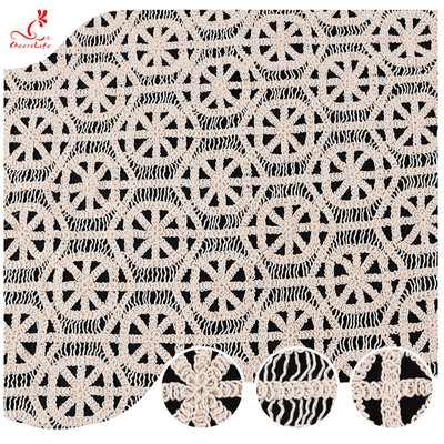 Neues Design Fertigung Weiches Handgefühl 100% Baumwolle Spitze Stoff Geometrisches Häkeln Stickerei Spitze